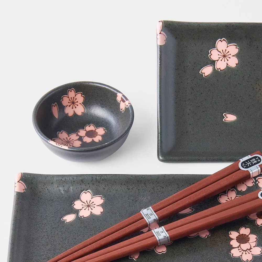 Set 6 farfurii de sushi din ceramică MIJ Sakura, gri