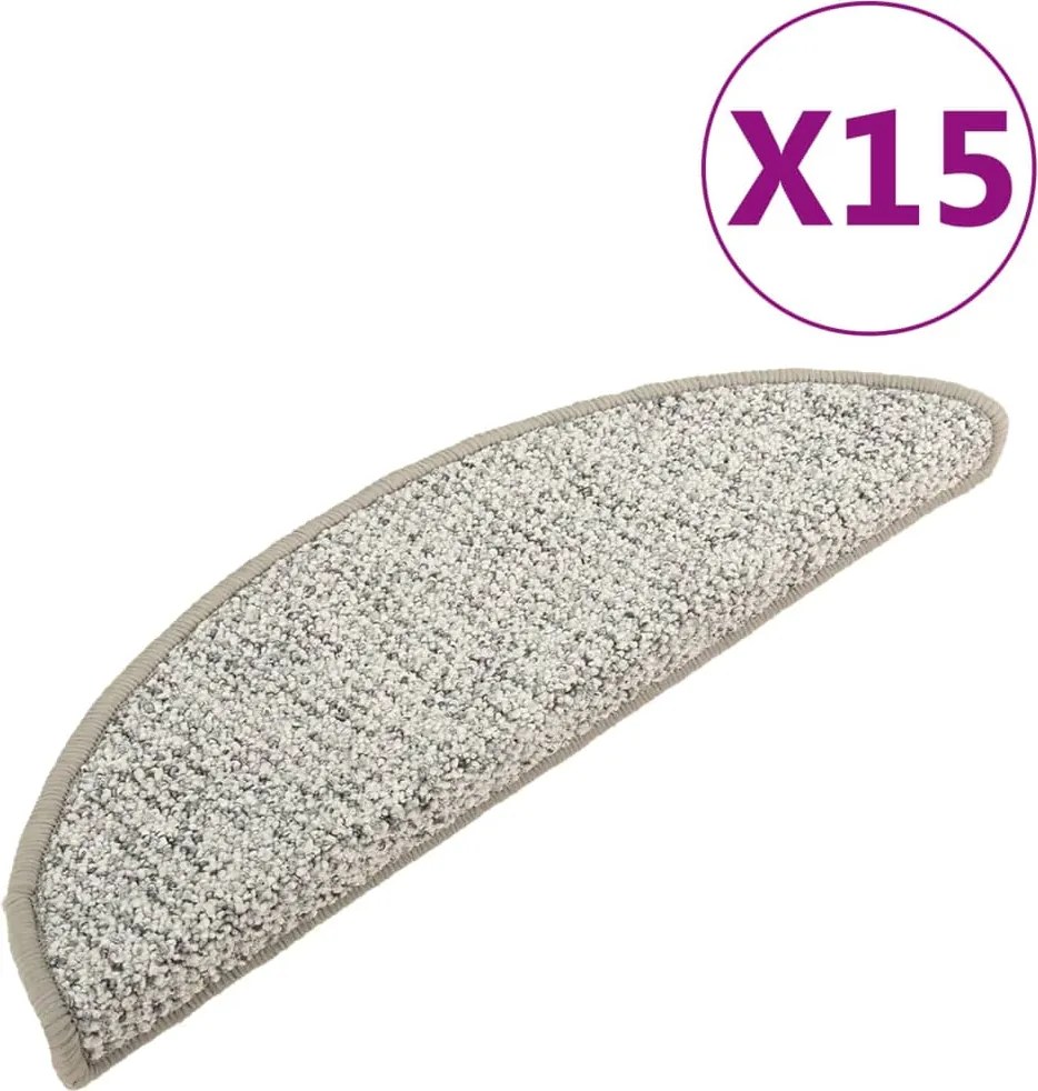vidaXL Covorașe pentru trepte scară, 15 buc., gri deschis, 56x17x3 cm