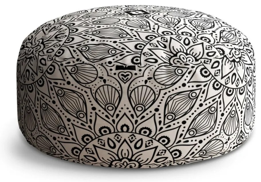 Taburet Circle mehendi alb, negru / alb