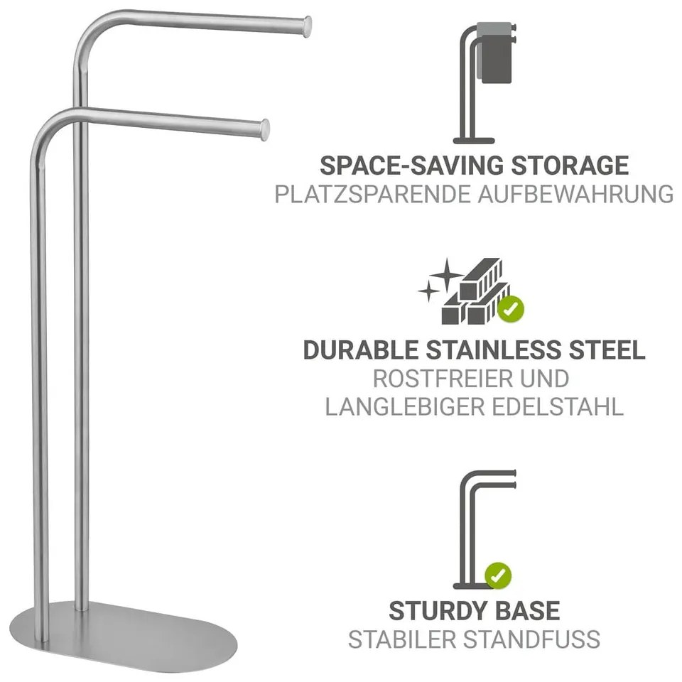 Suport pentru prosoape argintiu mat din oțel inoxidabil Levante – Wenko