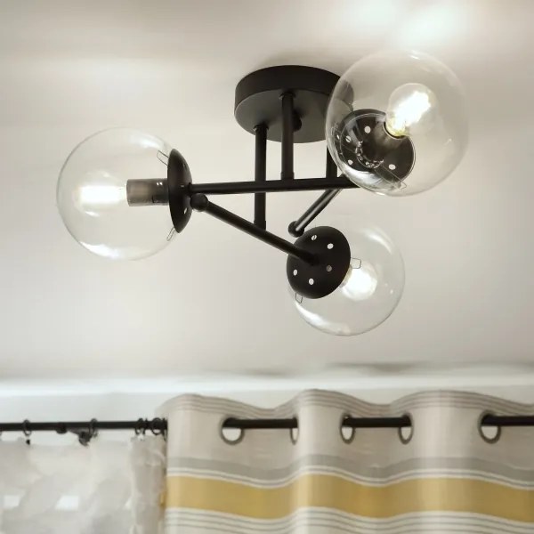 Brilagi - Lustră aplicată MALIVA 3xE14/15W/230V negru/transparent