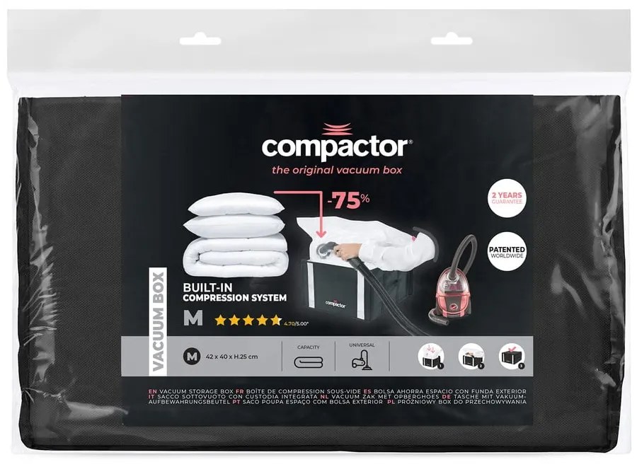 Cutie de depozitare cu vid pentru haine Compactor Black, 125 l