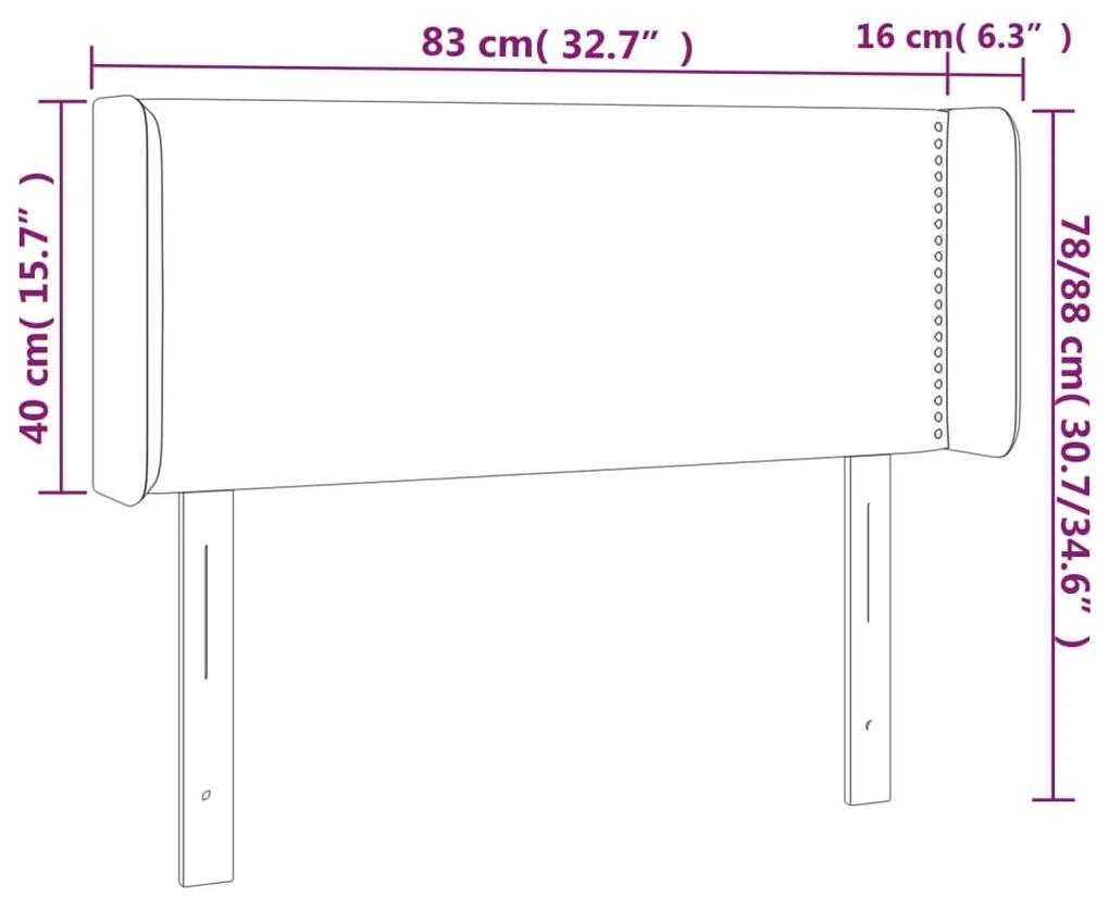 Tablie de pat cu aripioare gri deschis 83x16x78 88 cm catifea 1, Gri deschis, 83 x 16 x 78 88 cm