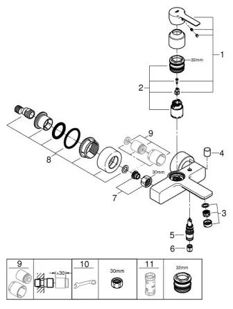 GROHE 33849001 - Baterie pentru cadă LINEARE DN 15, crom lucios