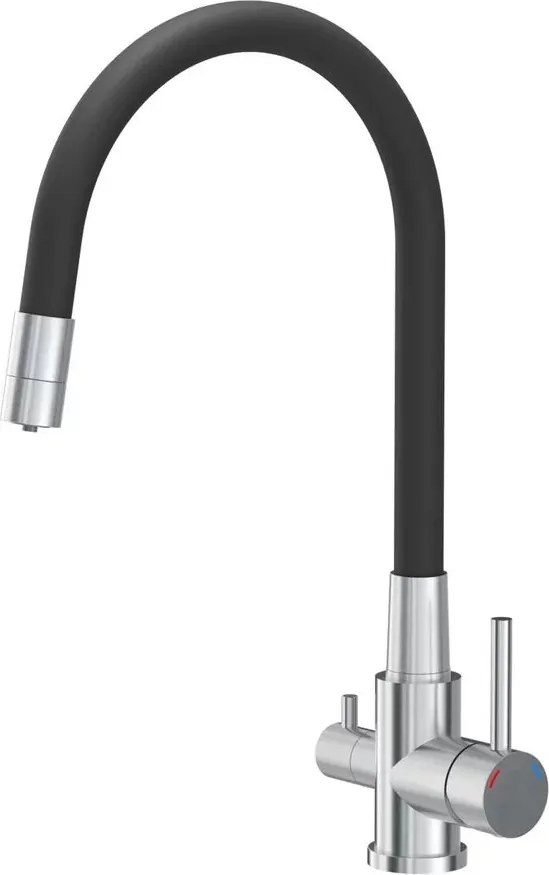 Baterie bucatarie cu pipa flexibila Quadron Pop Agnes finisaj negru - inox