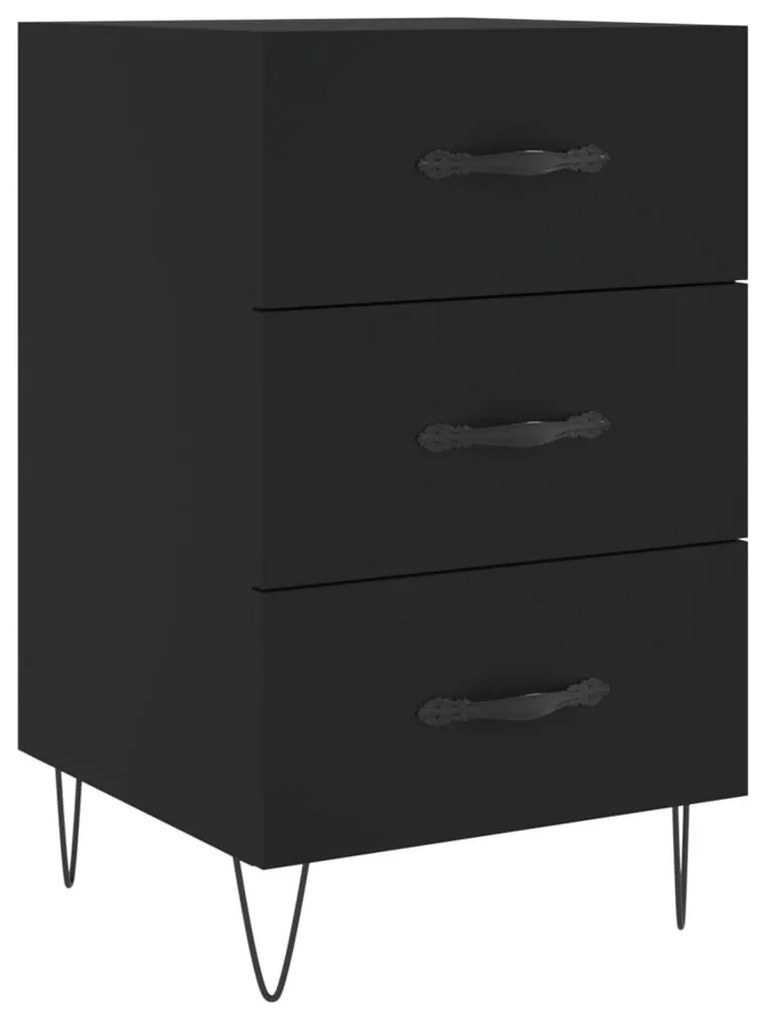 827653 vidaXL Noptieră, negru, 40x40x66 cm, lemn compozit
