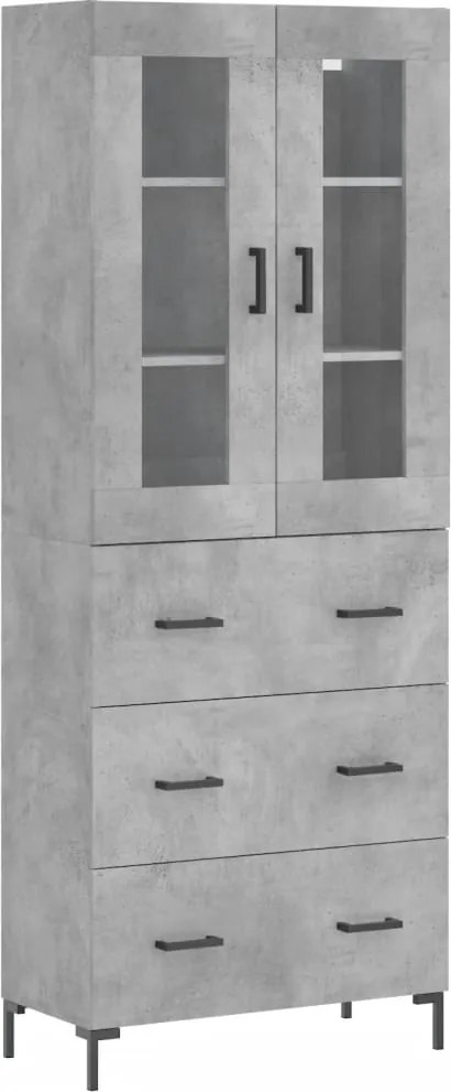 vidaXL Dulap înalt, gri beton, 69,5x34x180, lemn compozit