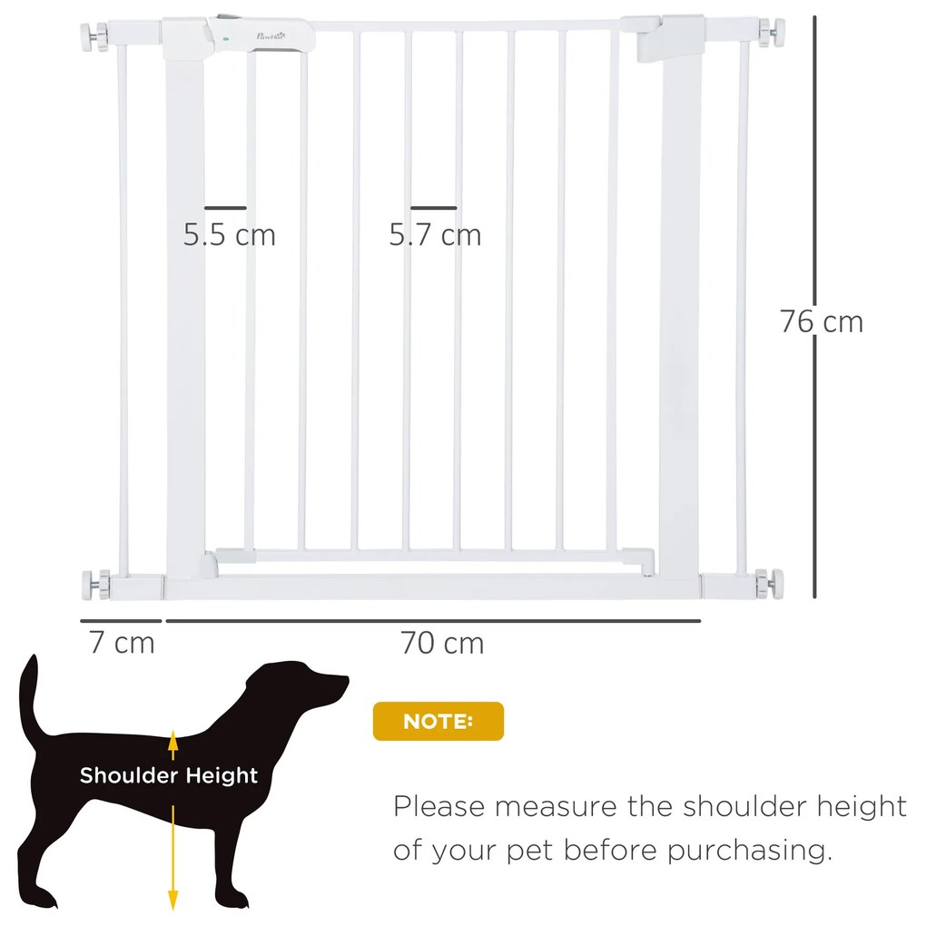 Poarta de siguranta pentru caini PawHut, 75-96cm, alb | Aosom Romania