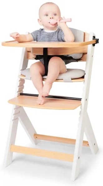 Scaun de luat masa pentru copii ENOCK cu perne gri/alb KINDERKRAFT