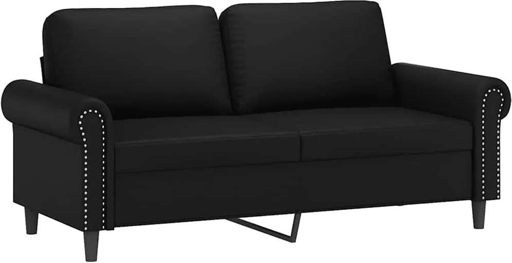 vidaXL Canapea cu 2 locuri, negru, 140 cm, piele ecologică