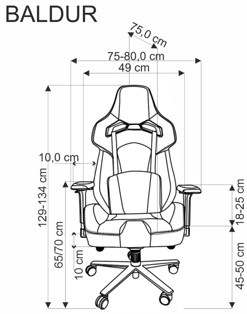 Scaun de birou Baldur gri/negru H134 cm