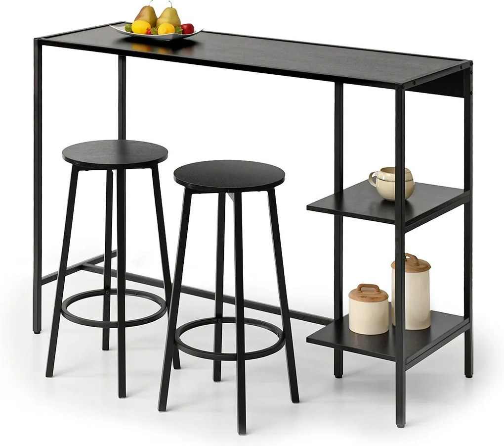 Set de bar Everet (lemn negru + negru) (pentru 2 persoane). 1111869