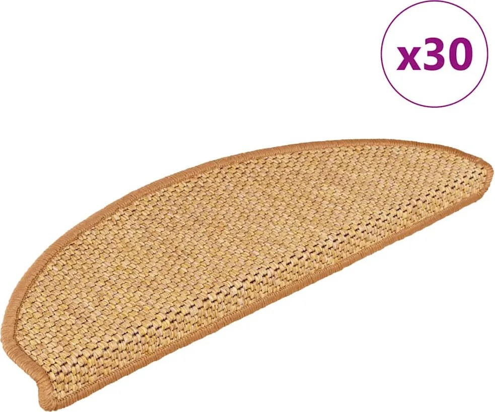 vidaXL Covorașe scară autoadezive aspect sisal 30 buc 65x21x4 cm sisal