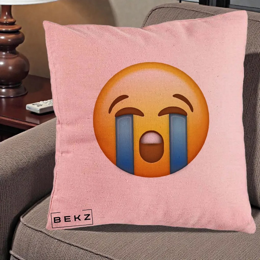 Perna Decorativa Emoji Plange, 40x40 cm, Roz, Husa Detasabila, Perna Inclusa, BEKZ®