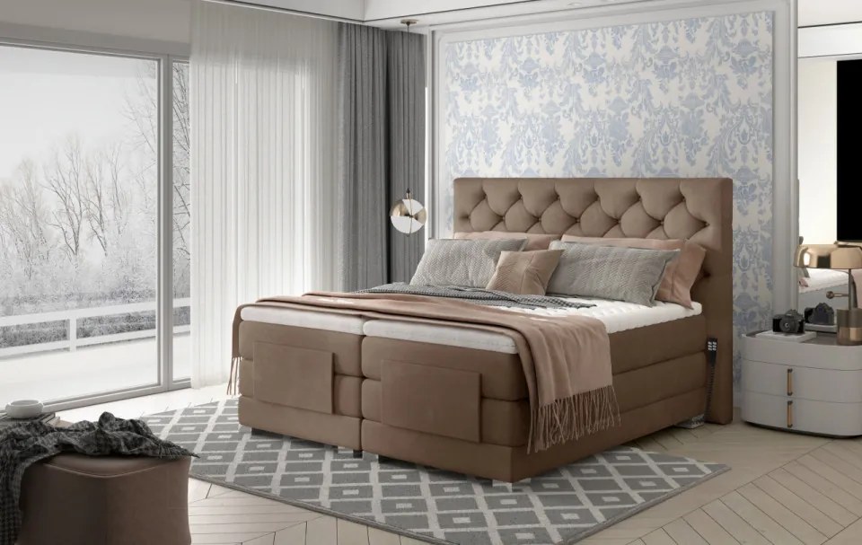 Pat tapitat, boxspring, cu reglaj electric, 180x200 cm, Clover 181, Eltap (Culoare: Gri inchis - Dora 96)