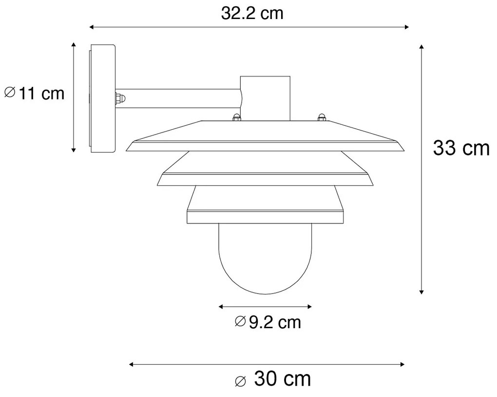 Lampă de perete exterioară de design neagră IP44 - Morty