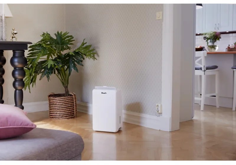 Dezumidificator Woods MRD10G, 102 m³/h, Pana la 40 m², Pentru bai, 10l/24h, Timer, Debit reglabil, Hidrostat, Alb