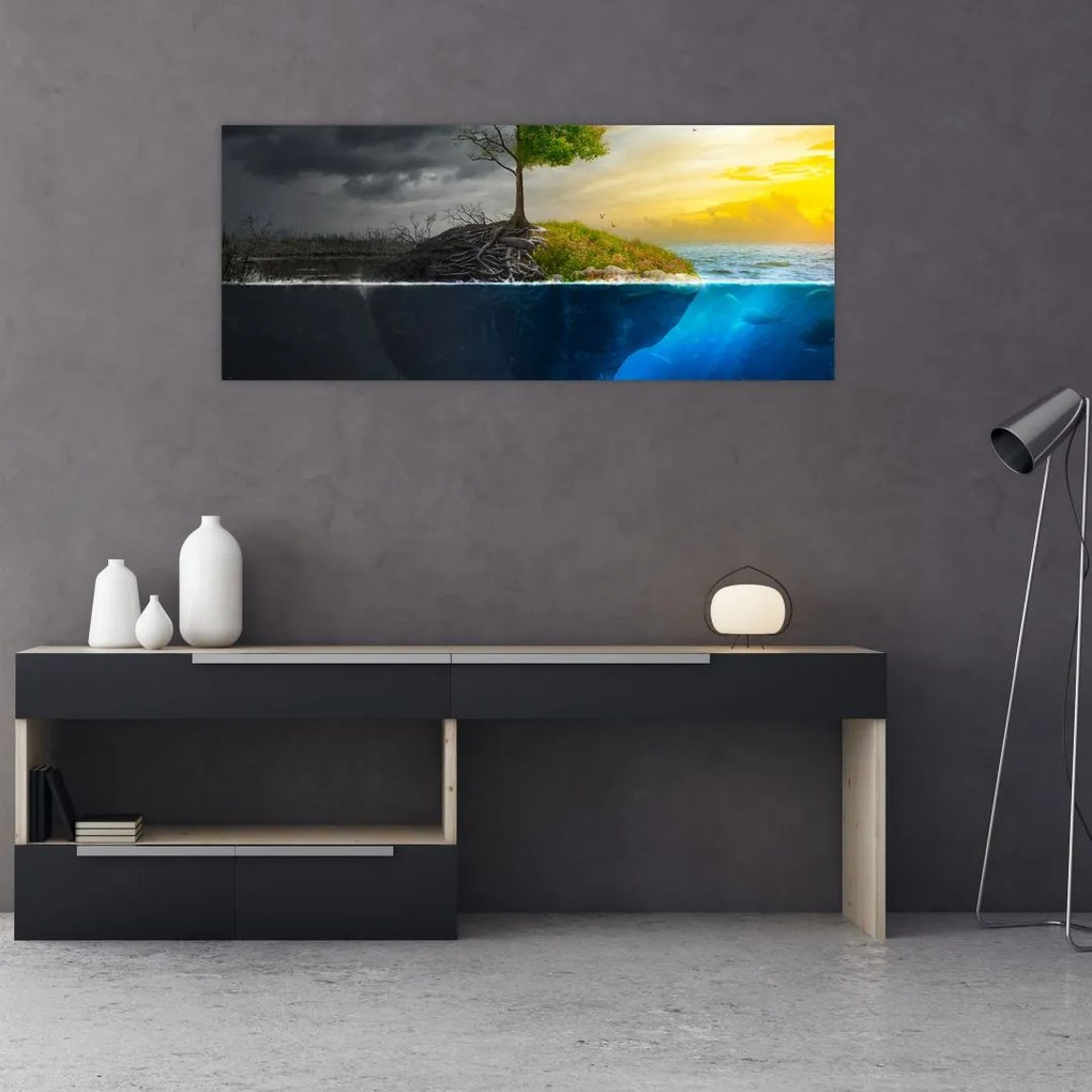 Tablou reprezentând două părți (120x50 cm)