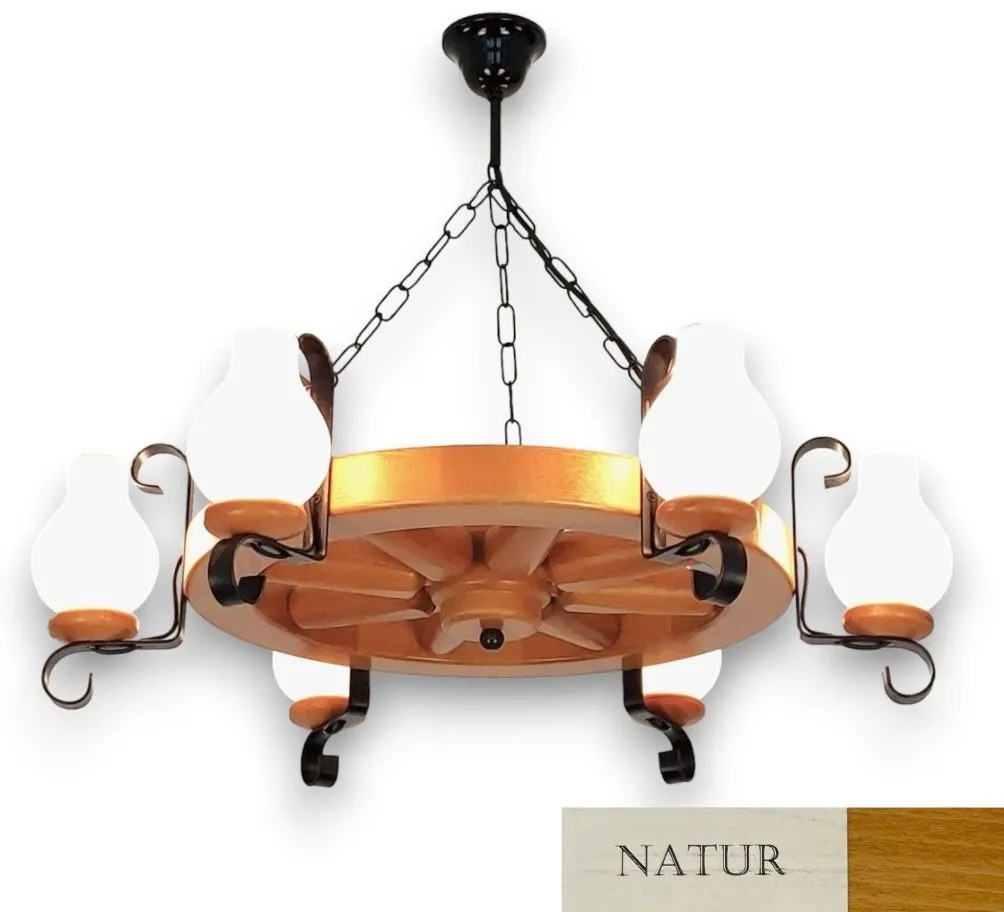 Candelabru rustic fabricat manual din lemn Roata 6L