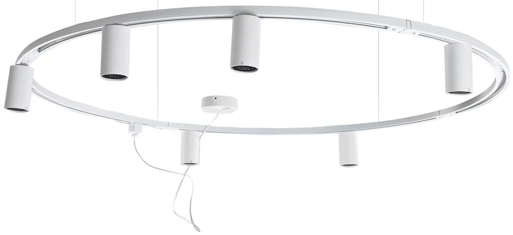 Sistem modern de iluminat pe șină suspendat cu 6 spoturi albe monofazate GU10 50mm - Iconic Ruby Honey