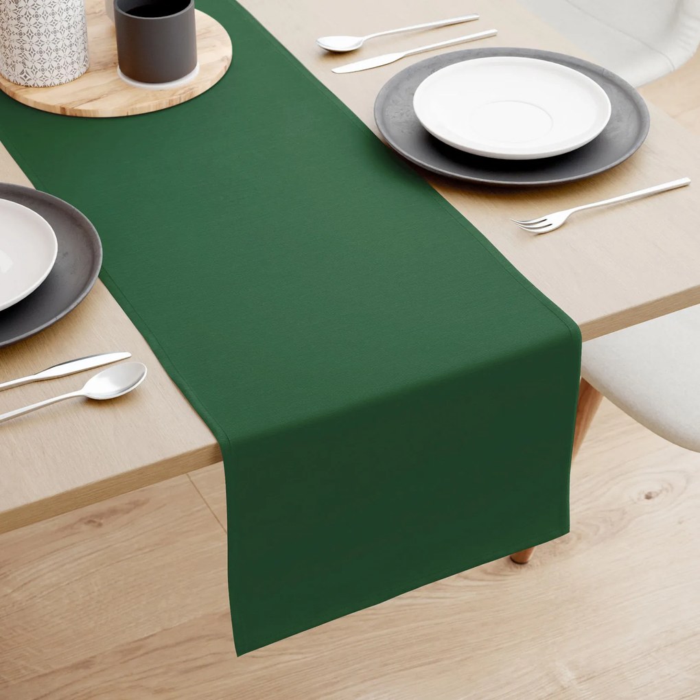 Goldea napron de masă loneta - verde închis 35x160 cm