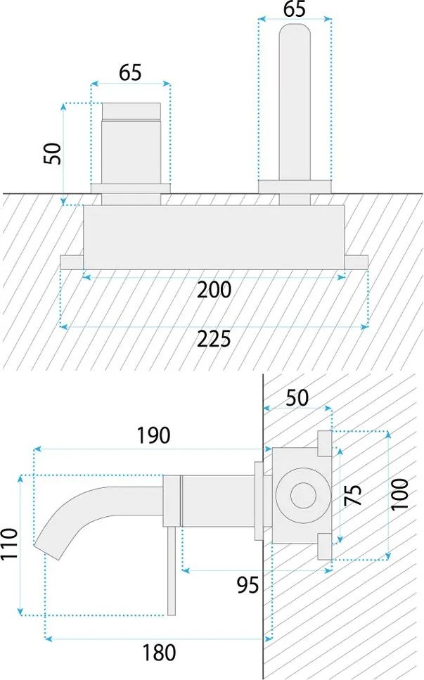 Baterie lavoar incastrata Rea Clif crom periat