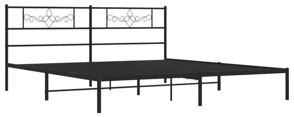 Cadru de pat metalic cu tablie, negru, 180x200 cm