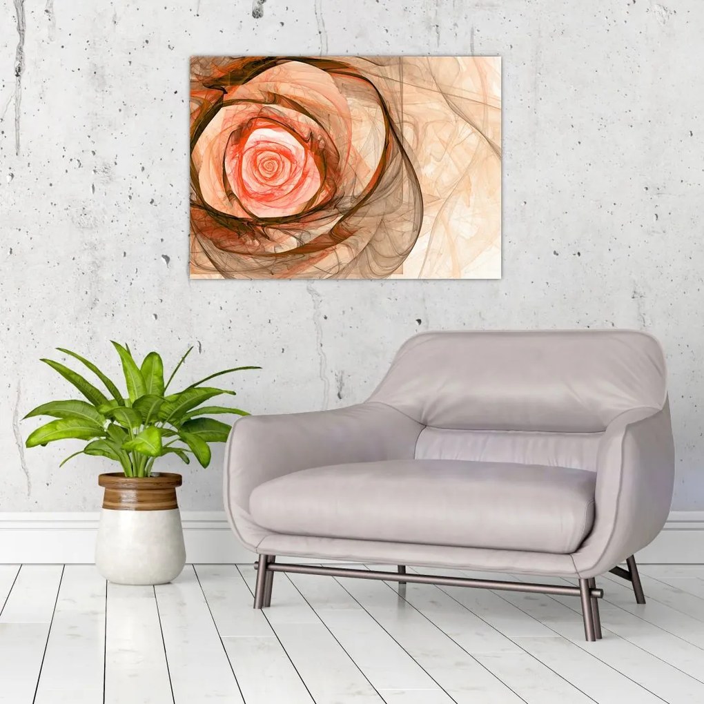 Tablou pe sticlă - Trandafir sufletului artistic (70x50 cm)