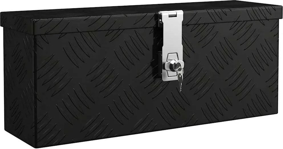 vidaXL Cutie de depozitare, negru, 50x15x20,5 cm, aluminiu