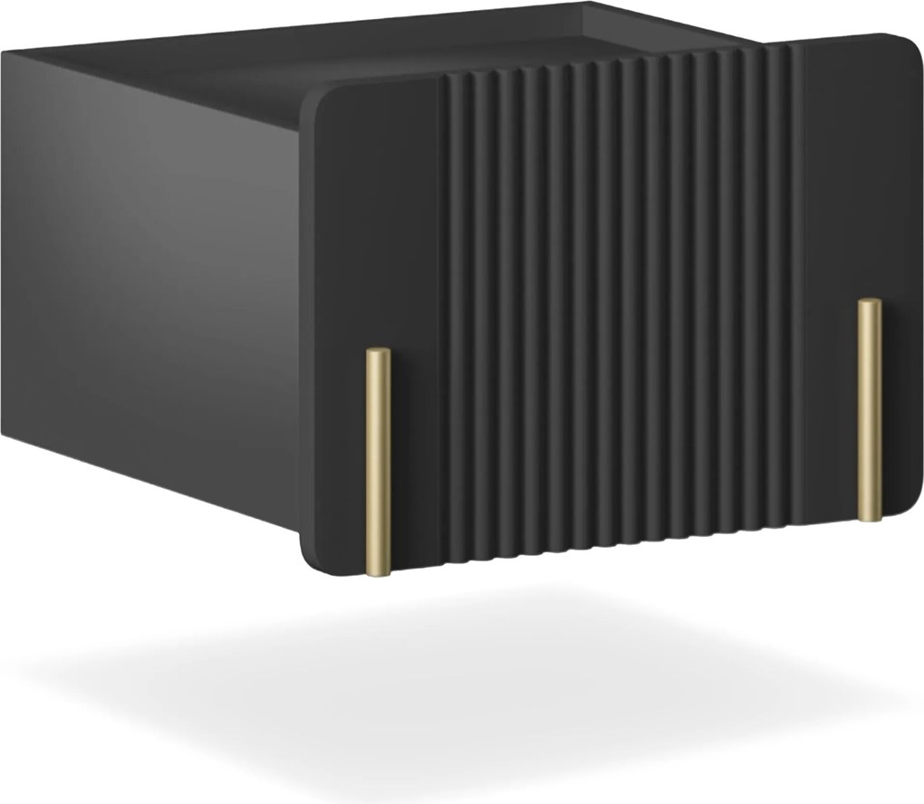 Noptieră Malmi 45 cm cu sertar - negru mat / auriu