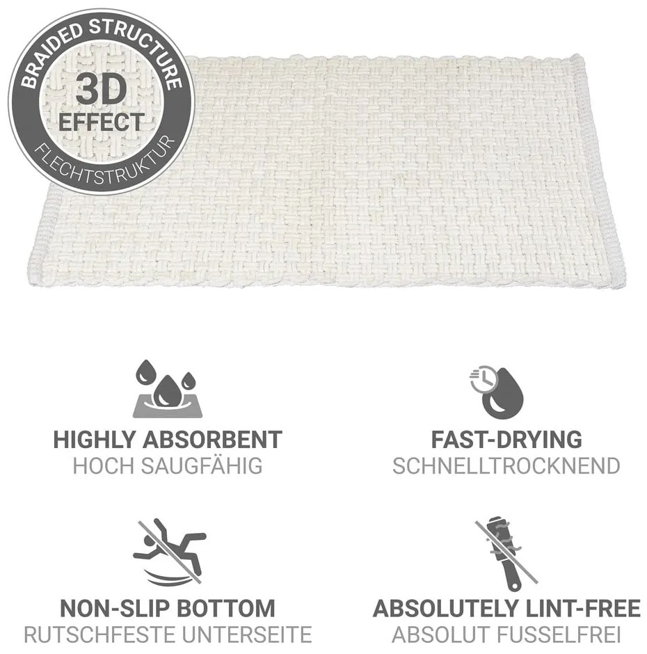 Covoraș de baie alb din material textil 50x80 cm Ecoli – Wenko