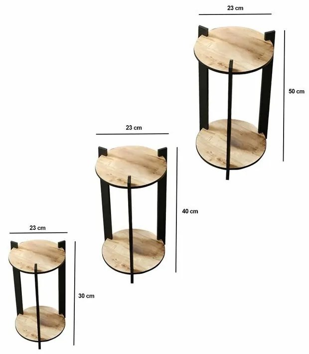 Suport pentru flori Flower Desk Round - Oak