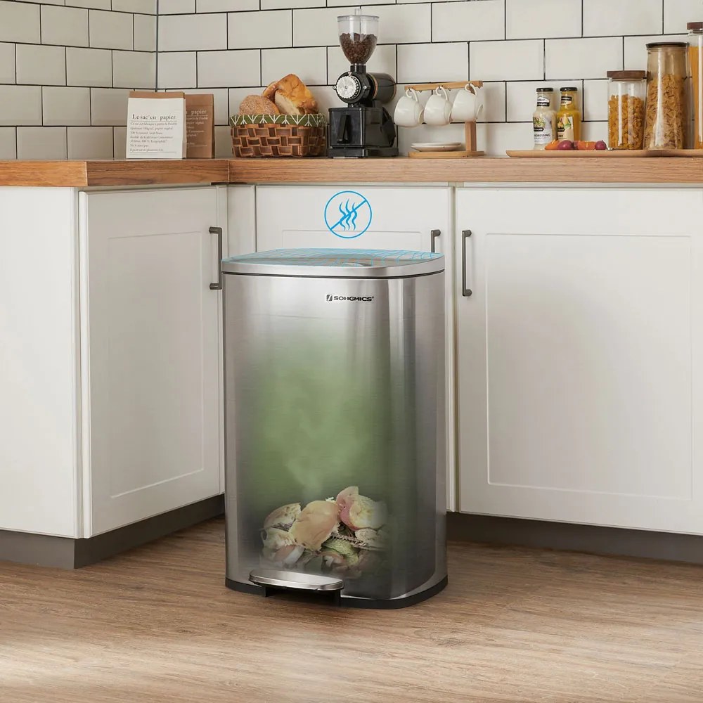 Coș de gunoi TIDY cu închidere lentă, 50 l, argintiu SongmicsHome