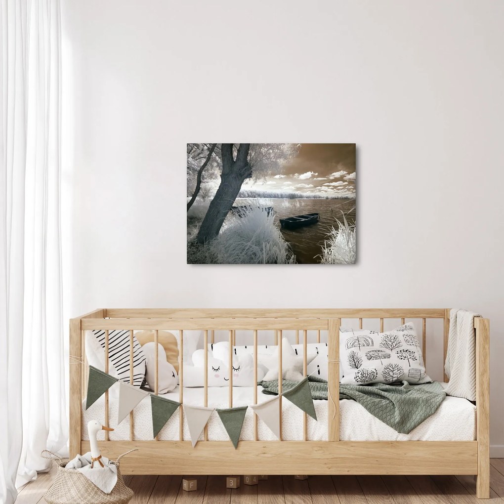 Tablou cu barca pe lac (70x50 cm)