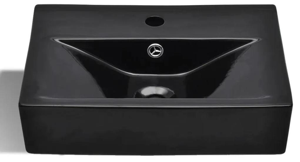 Chiuveta baie loc robinet preaplin negru ceramic dreptunghiular Negru