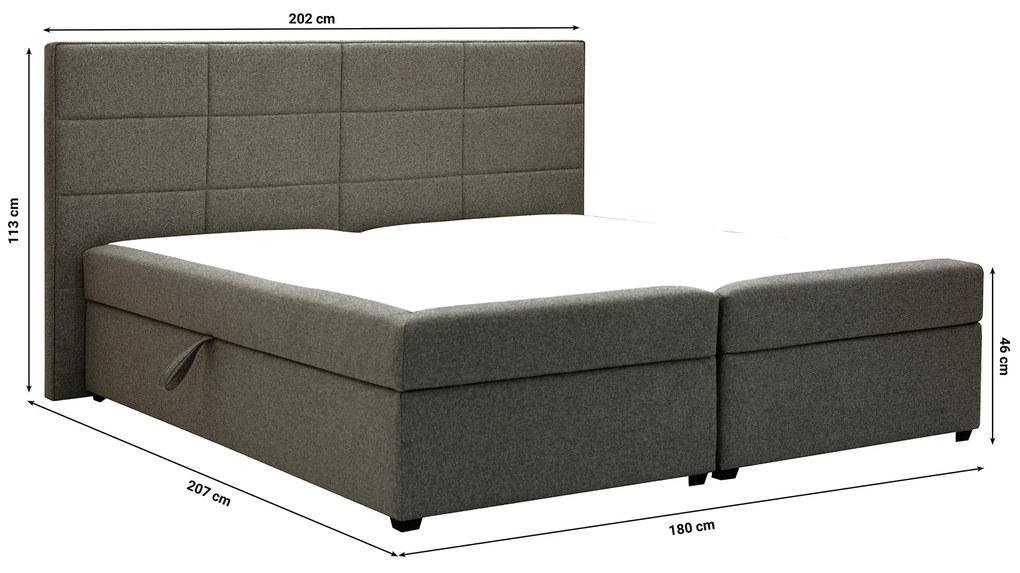 Pat matrimonial Boxspring 180 cm Revenant (maro) (cu somieră și saltea) (cu sp. depozitare). 1098560