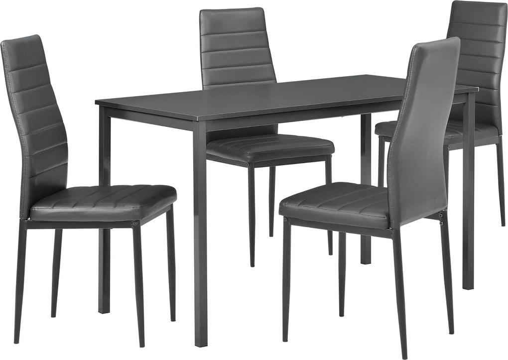 [en.casa]® Masa bucatarie/salon design elegant  - gri inchis (120x60cm) - cu 4 scaune gri inchis elegante