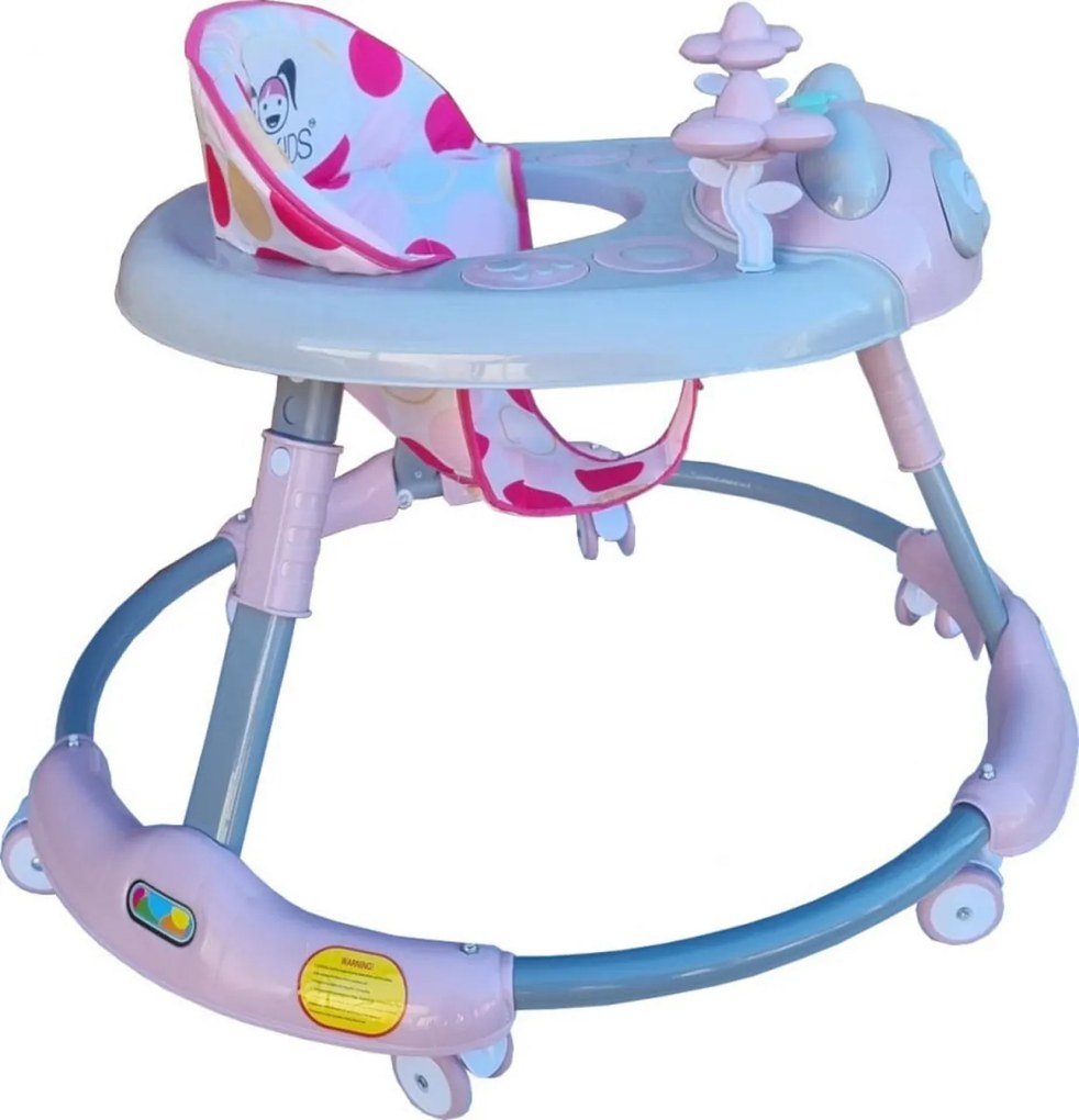 Premergator reglabil in 6 trepte de inaltime NOVOKIDS™ Baby Panda Walker, Cu melodii, Pliabil, Max 20 kg, Roti silentioase, Model Ursulet Panda, Roz