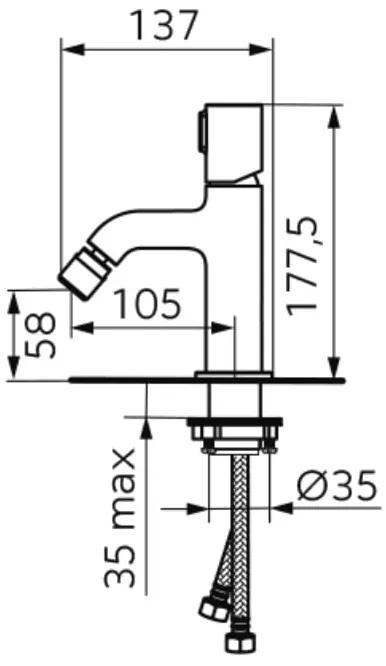 Baterie bideu FDesign Meandro cu ventil, crom - FDSFD1-MDR-6-11
