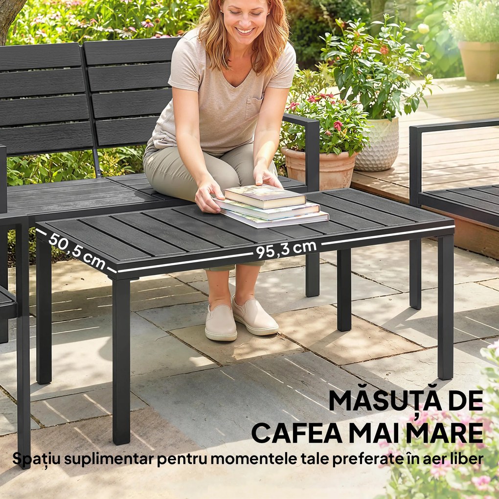 Outsunny Set Mobilier de Grădină cu Canapea, Fotolii și Măsuță, Ideal pentru Exterior | Aosom Romania