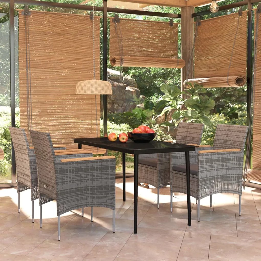 3099349 vidaXL Set de servit masa pentru grădină, 5 piese, gri și negru