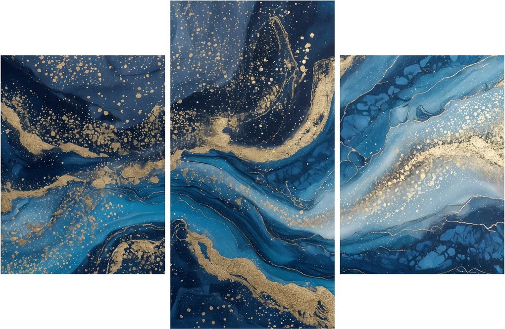Tablou - Marmură abstractă albastru-aurie (90x60 cm)
