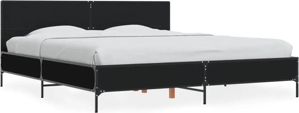 vidaXL Cadru de pat negru 180x200 cm din lemn prelucrat și metal