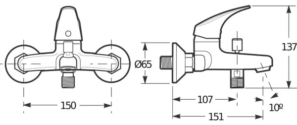 Baterie de cadă JIKA H3211N70044001 TALAS 13,7 cm crom lucios