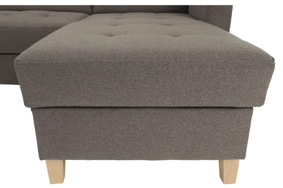 Colţar, material textil gri maroniu TAUPE, model dreapta, BRIDGET