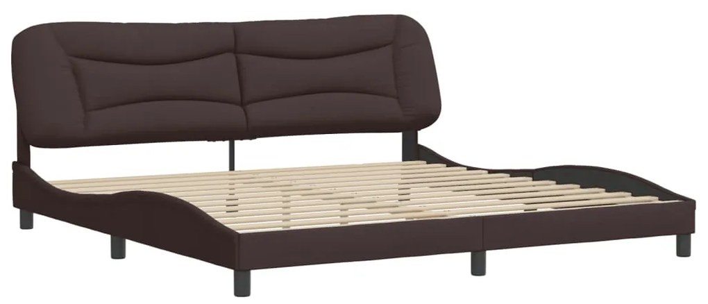 3207796 vidaXL Cadru de pat cu tăblie, maro închis, 200x200 cm, textil
