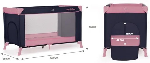 Pătuț de voiaj Baby Tiger VIKI roz KINDERKRAFT