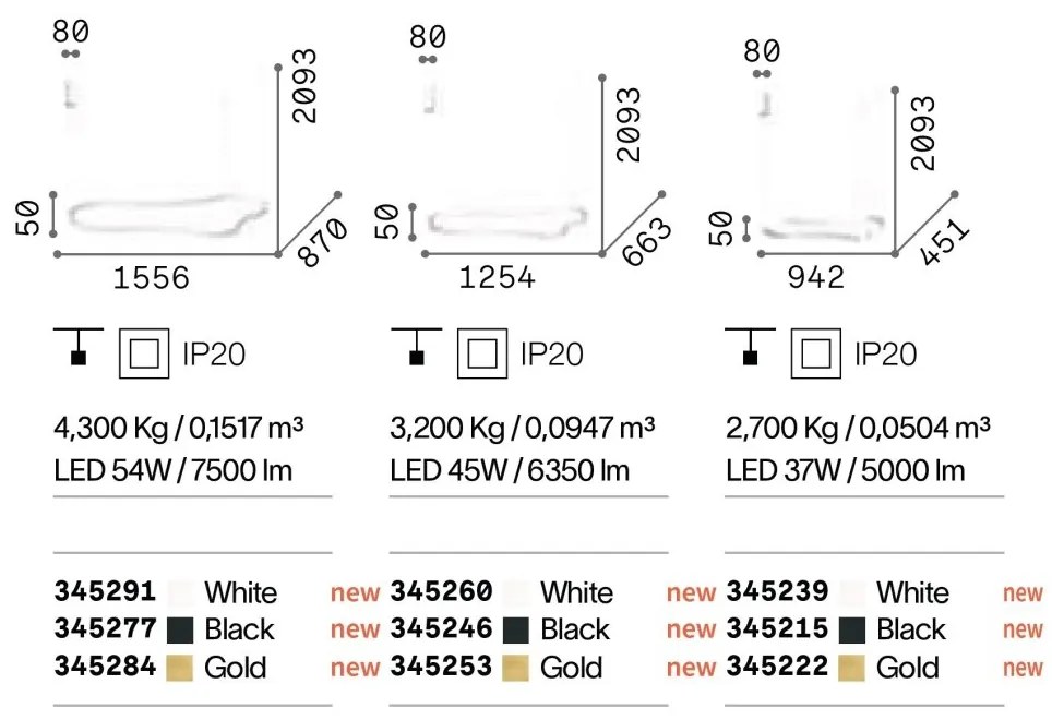 Lustra LED suspendata Waves-2 sp aurie
