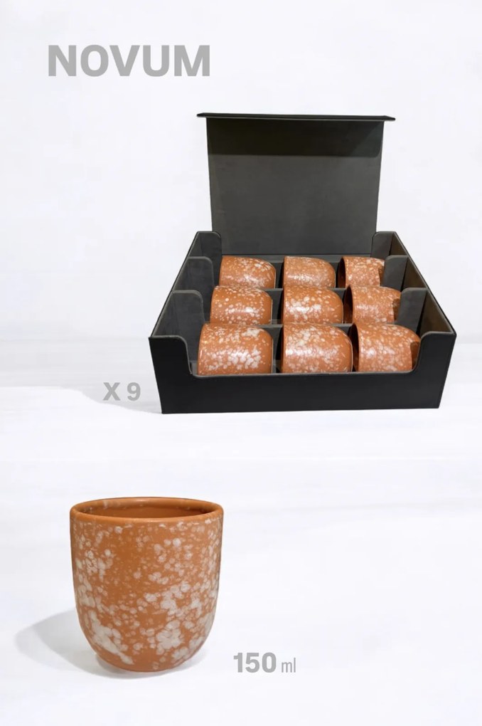 Set Cadou 9 Pahare Cafea Novum Granit Orange Pearl (9 pahare 150ml, cutie premium)