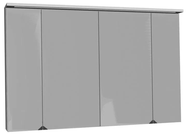 Dulap cu oglinda, Kolpasan, Tara, cu 4 usi, iluminare LED, 110 cm, alb mat